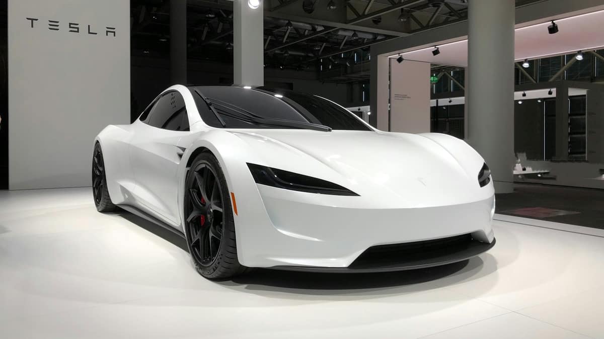 Modern electric vehicle in a showroom setting