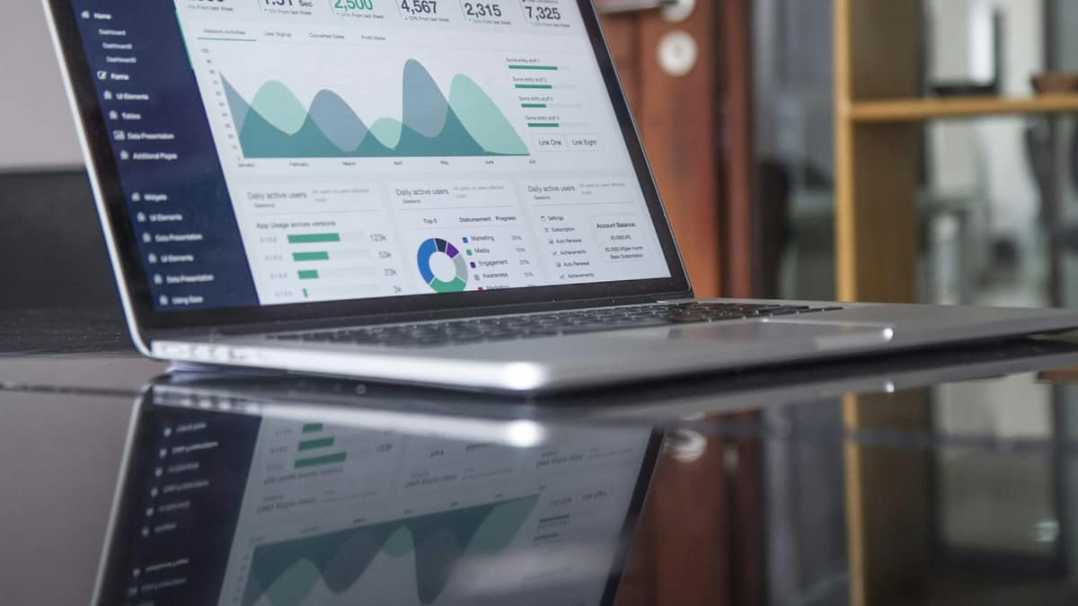 Laptop showing marketing analytics charts